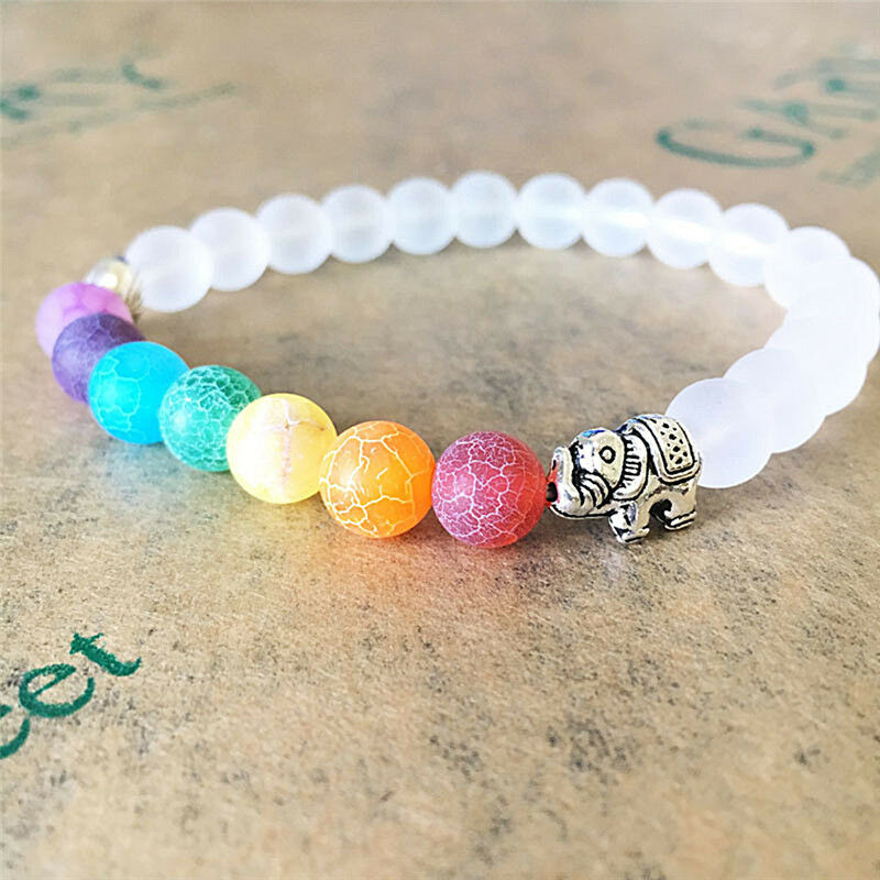 7  Elephant Charm Beaded Bracelet Mala Beads Yoga Energy Bracelet JewelYX.l8