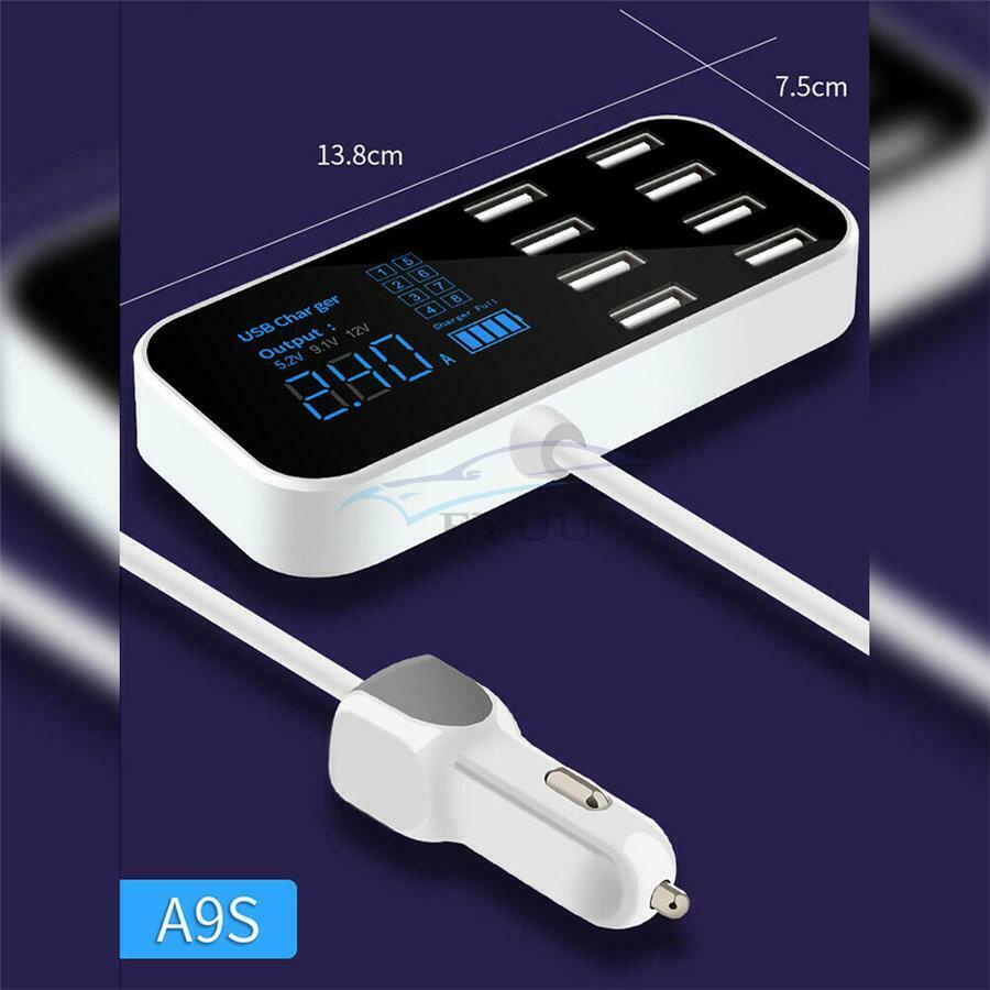 8-port Car Multi-function Charger Cigarette Lighter Hub LCD DisplayUniversal