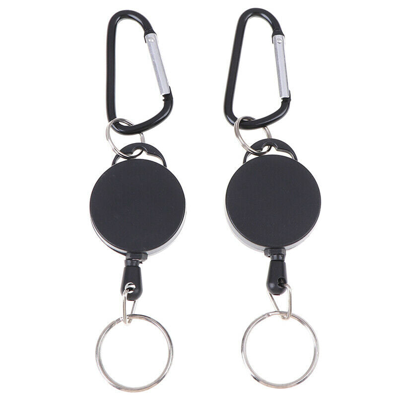 2Pcs Retractable Key Chain Reel Recoil Pull Badge Reel with 68cm Key Ring R .DD