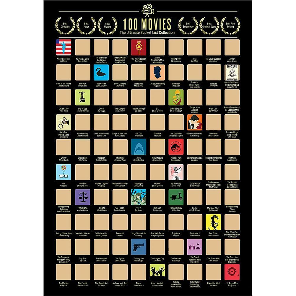 Animated Scratch Off Poster 100 Movies Wall Must-See Bucket List Home Decoration