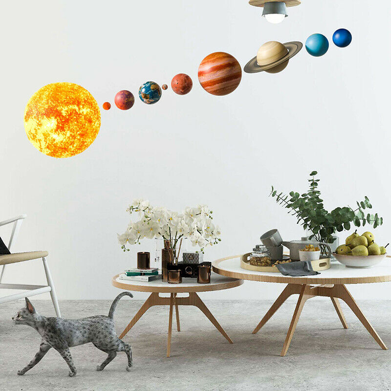 Solar System Planets Wall Stickers for Kids Room Living Room Home Dec.l8