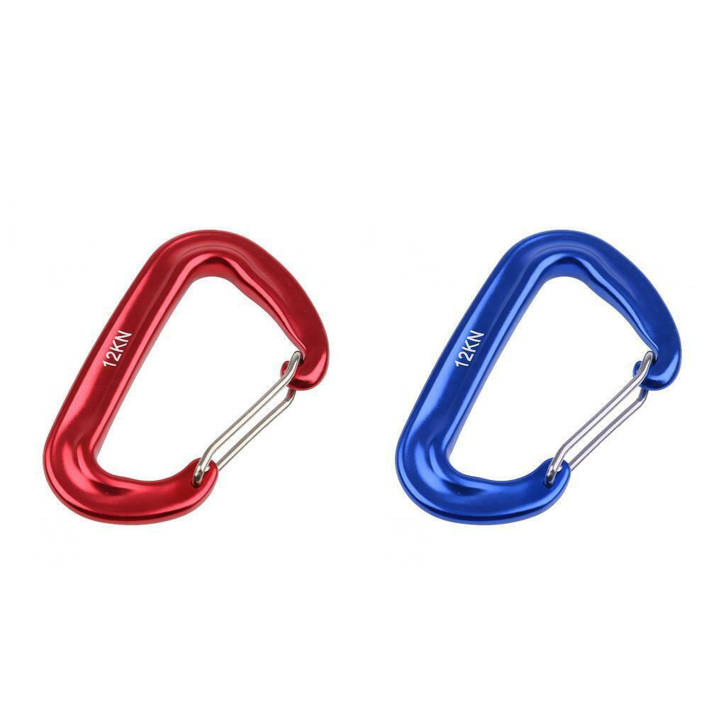 2pcs 12KN Aluminum Spring Clip Carabiner For Climbing