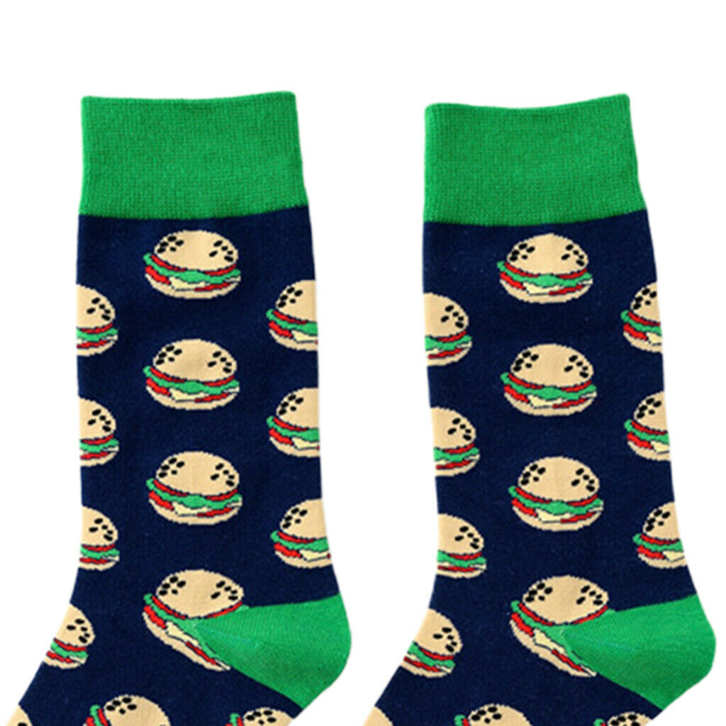 Womens Dress Socks Funny Colorful Crew Socks Cotton Novelty Socks Hamburger