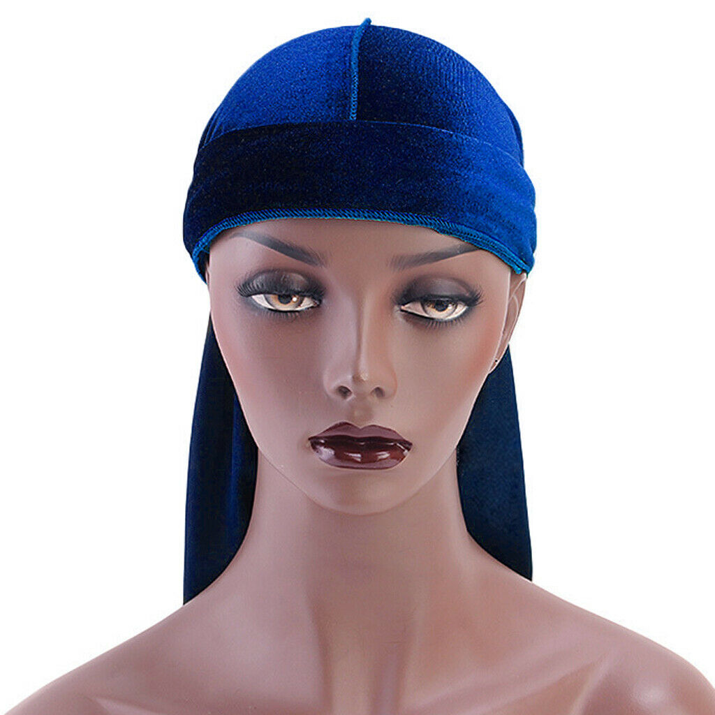 3x Women Mens Elegant Velvet Bandana Hat Long Tail Headwear Chemo Hats