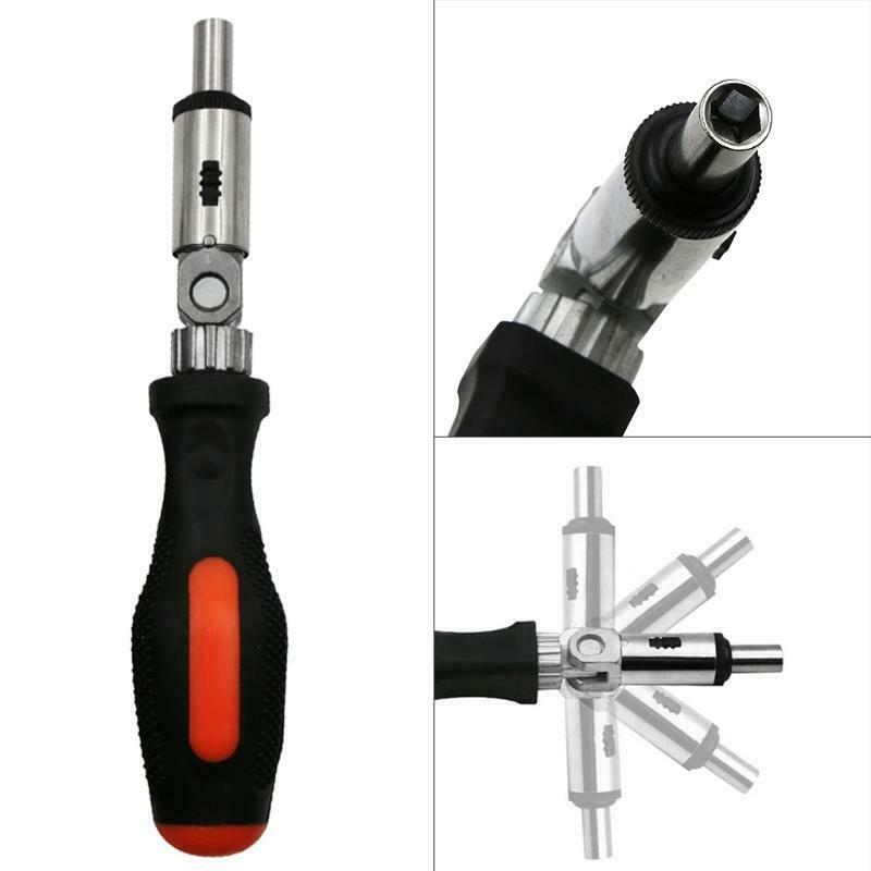 Ratchet Screwdriver 180 Degree T-type Foldable Screwdriver Set 1/4 Hex Interface