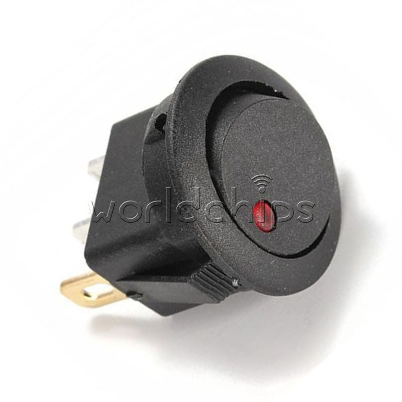 5Pcs Red 12V LED Dot Light Car Auto Boat Round Rocker ON-OFF Toggle Switch