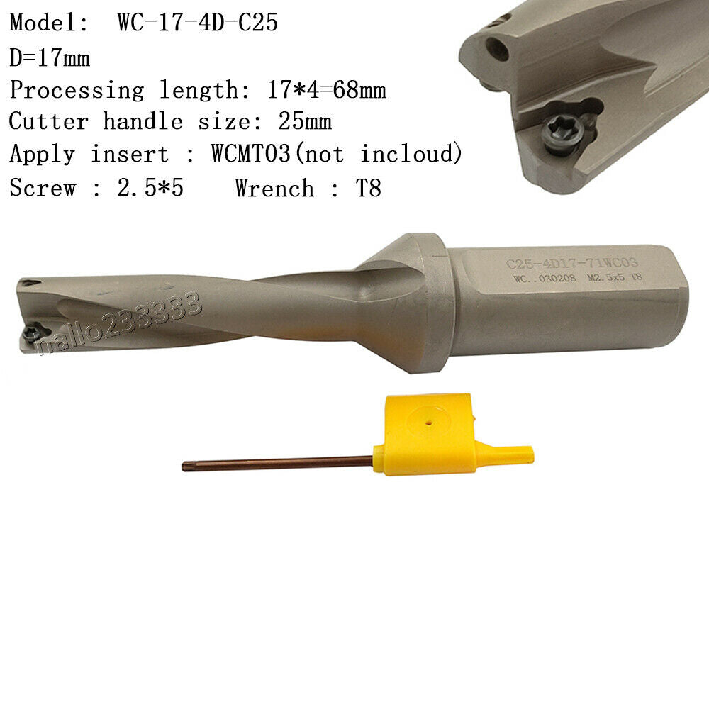 WPD-170-4D-C25 17mm U drill indexable drill For WCMX030208 WCMX carbide insert