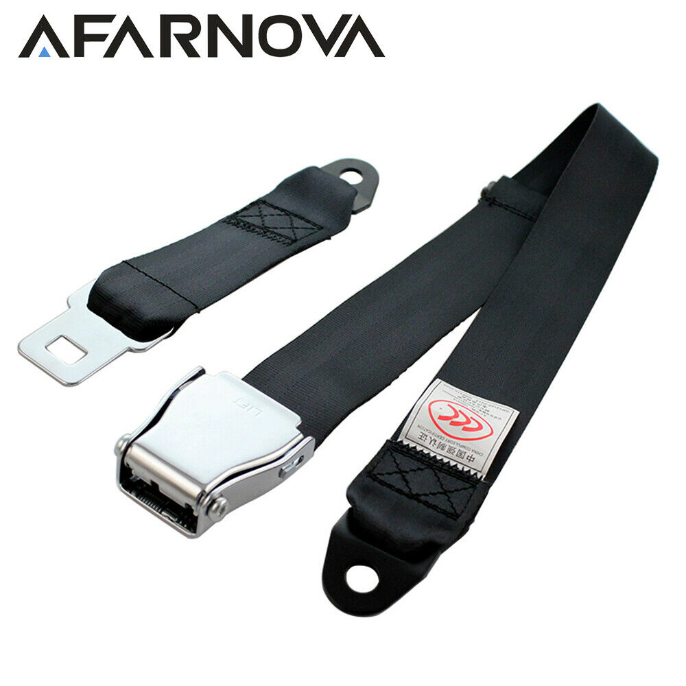 1PC Black 2 Point Harness Safety Belt Airplane Adjustable Seat Belt Lap Strap