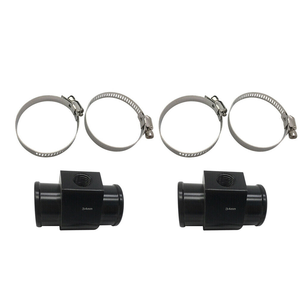 2 Set Radiator M14x1.5 34mm Water Hose Coolant Hose Adapter with Clamp
