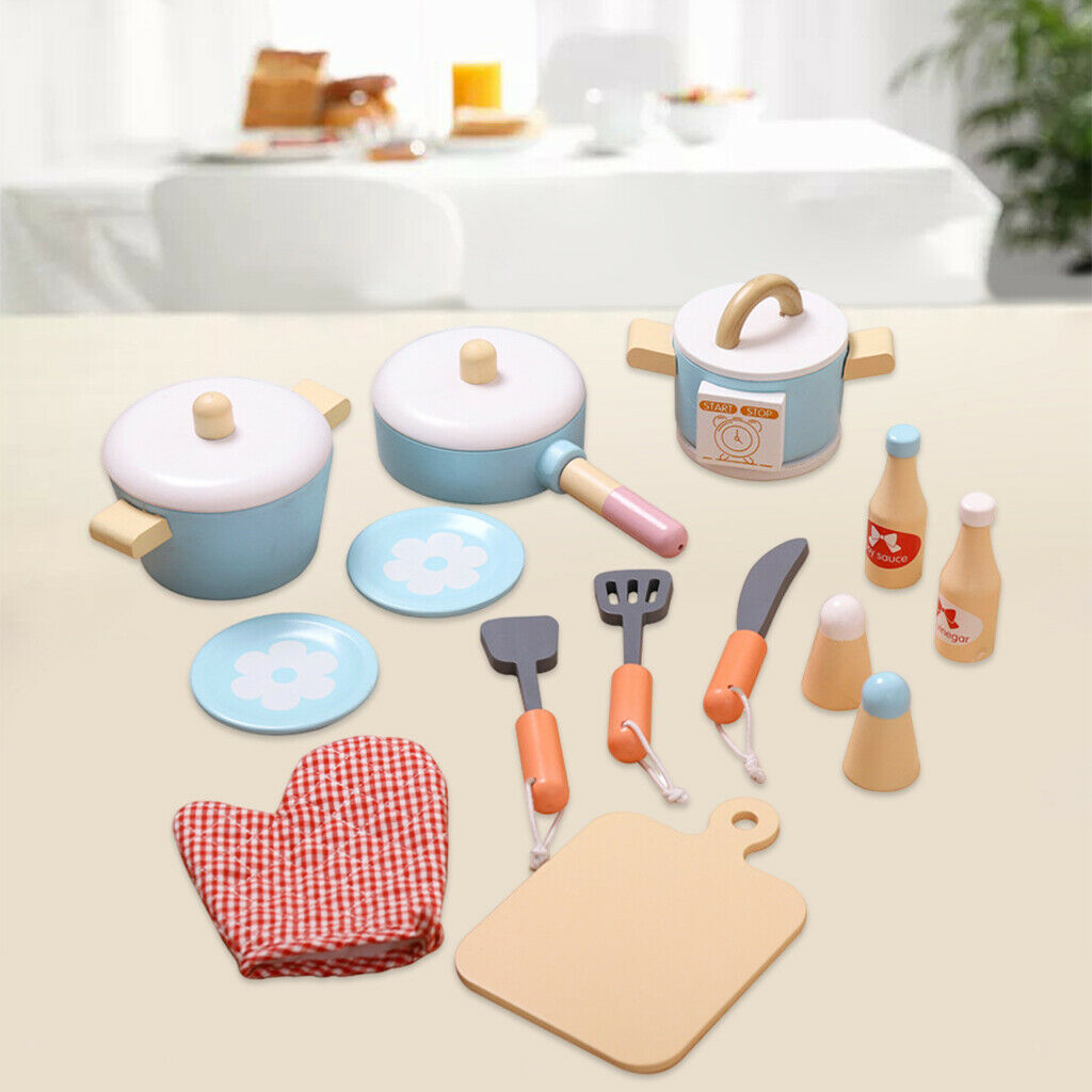 14x Kitchen Playset Role Play House Cookware Spatula Cutting Board for Kids