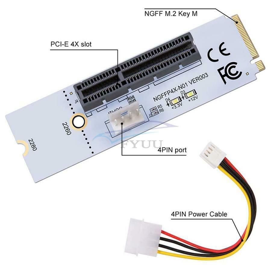 2 Set PC & Metal White 80x23mm NGFF M2 Key Adapter Card Support Windows System
