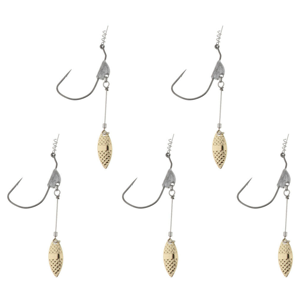 5pcs Weighted Fishing Hooks with Lead Spoon Spring for Swimbaits 6.2g