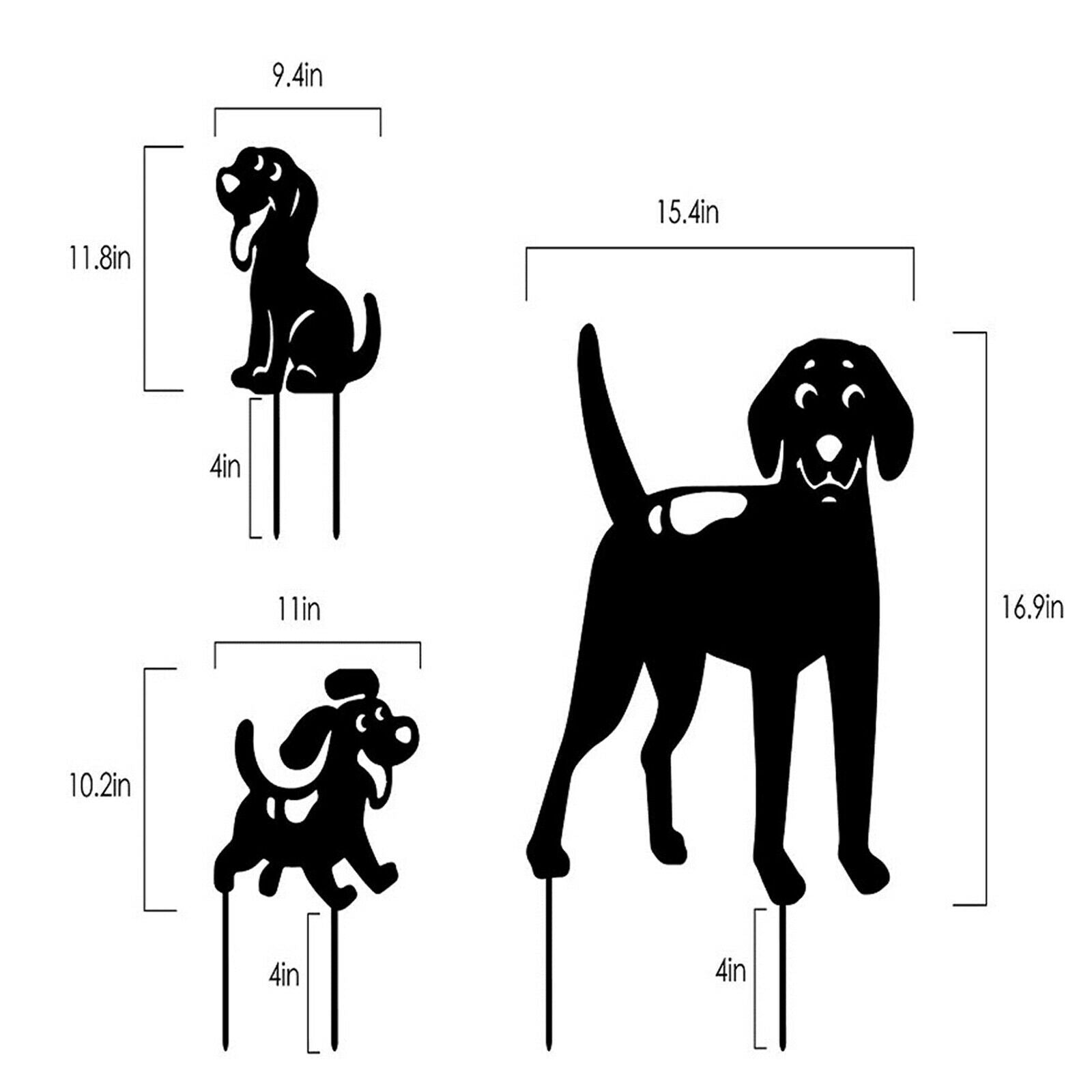 Acrylic Black Dog Silhouette Stakes Ornaments for Lawn Yard Garden Art