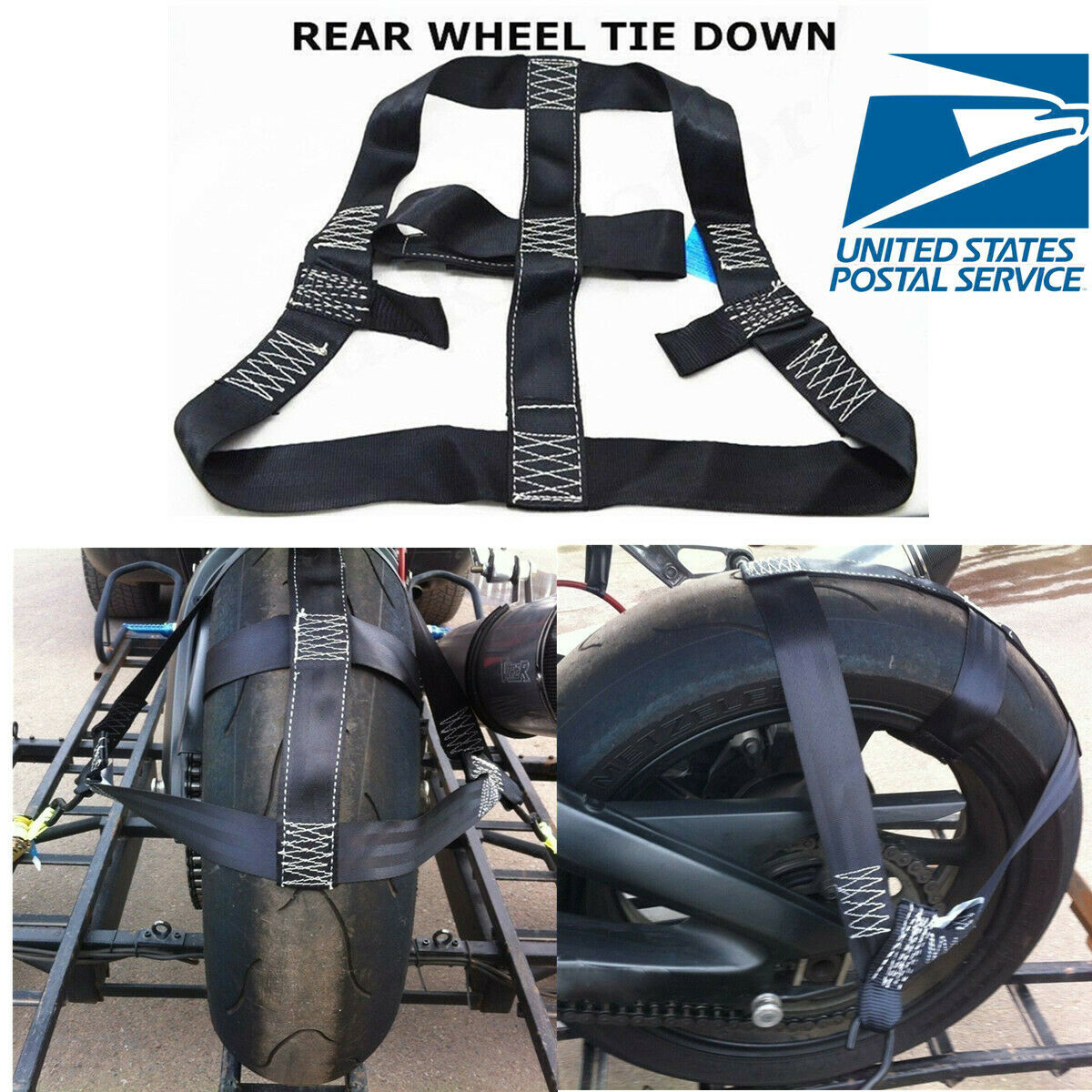 Universal Motorcycle Rear Wheel Transport Tie Down Strap Locking Easy to Operate
