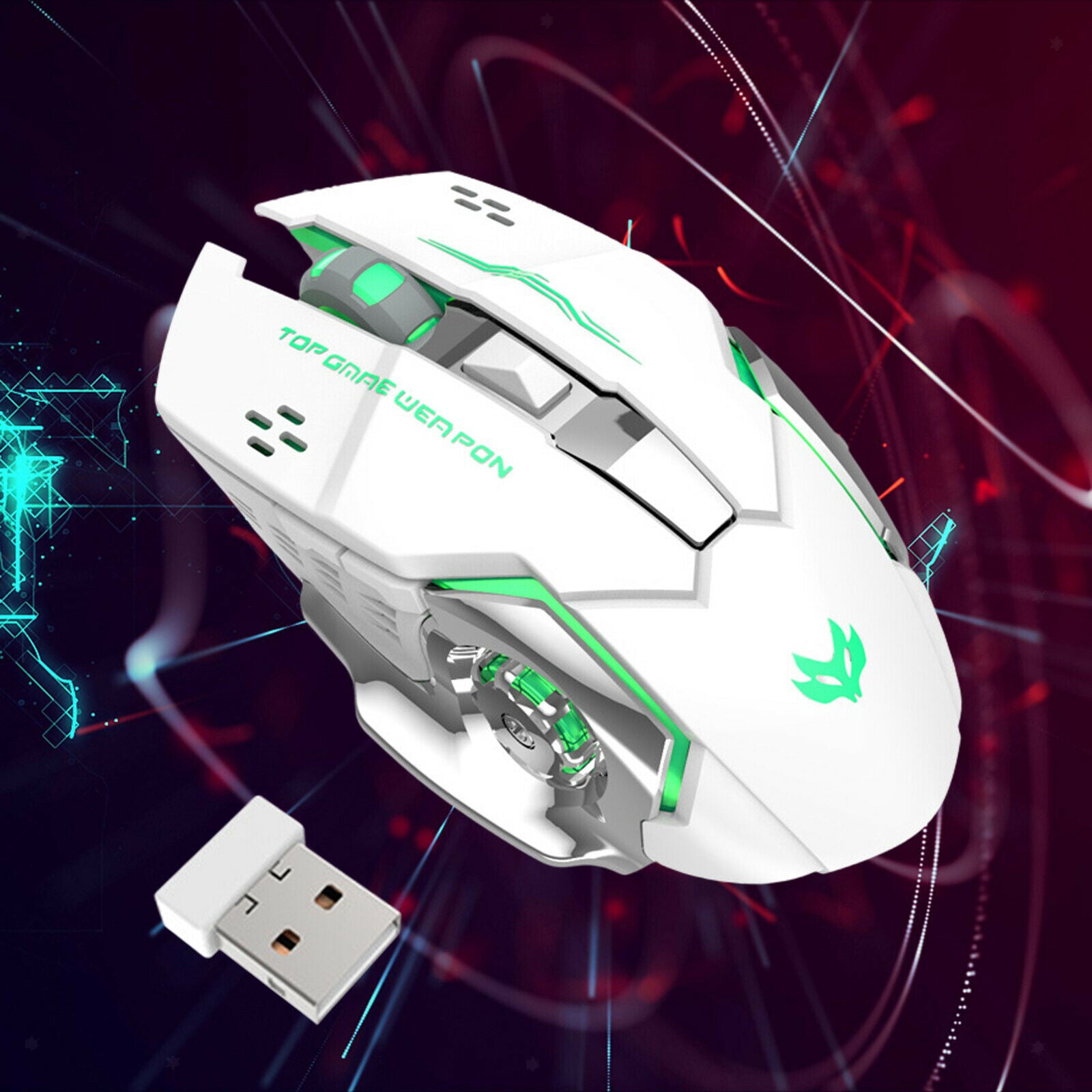 2.4G Wireless Computer Mouse with USB Receiver Portable White