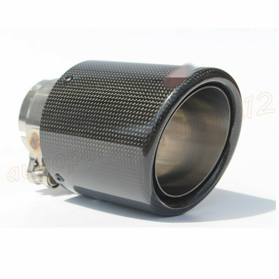 3" Inlet 4.5" Outlet Real Carbon Fiber Glossy Auto Car Exhaust Tips Muffler Pipe