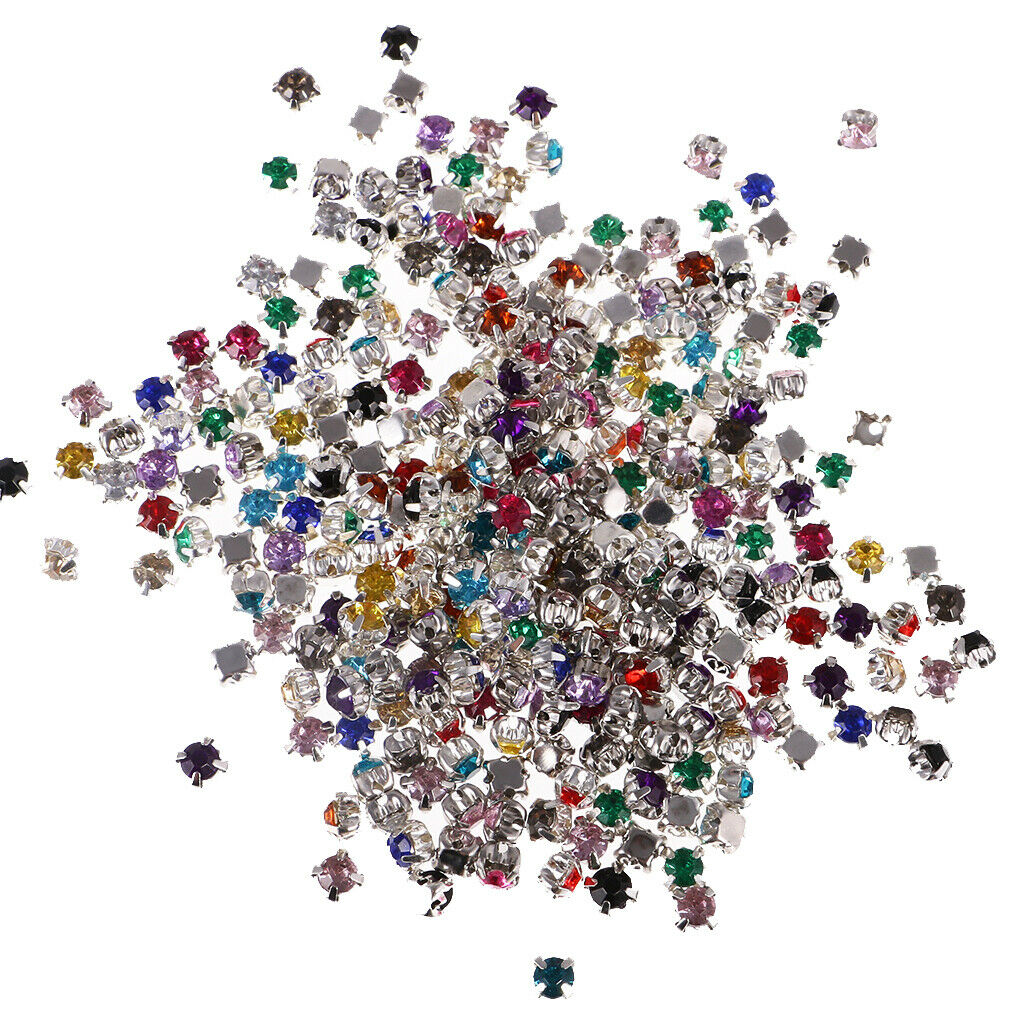 300Pcs Sew On Cut Glass Crystals Rhinestones Diamantes Claw Beads DIY Handmade