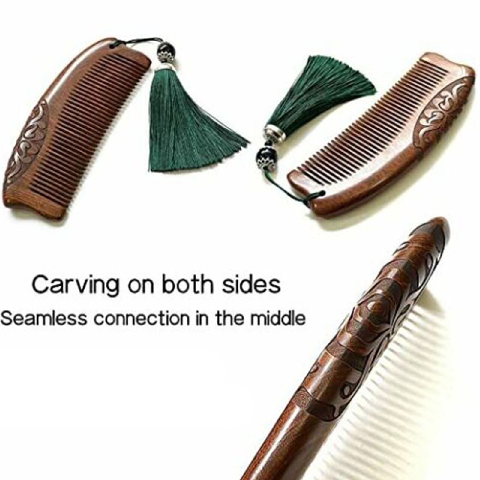 Hair Comb, Handmade Wood Comb,Green Fine Tooth Wooden Comb