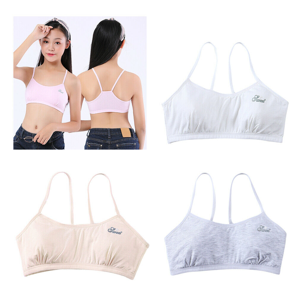3 Pack Girl Soft Breathable Bra No Rims Training Vest Seamless Puberty Bra