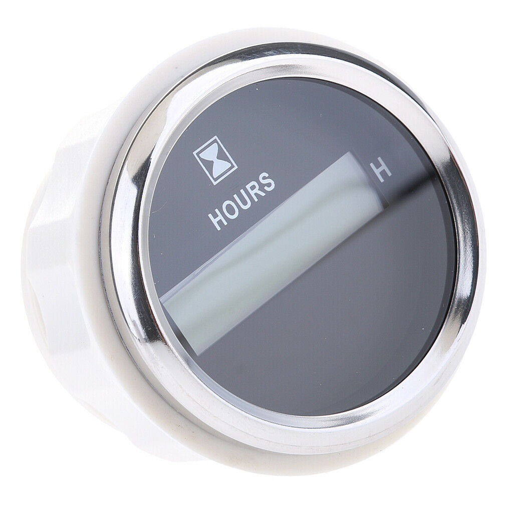 Black 2" Round Engine Hour Meter Counter Timer Gauge for Car ATV Boat Truck