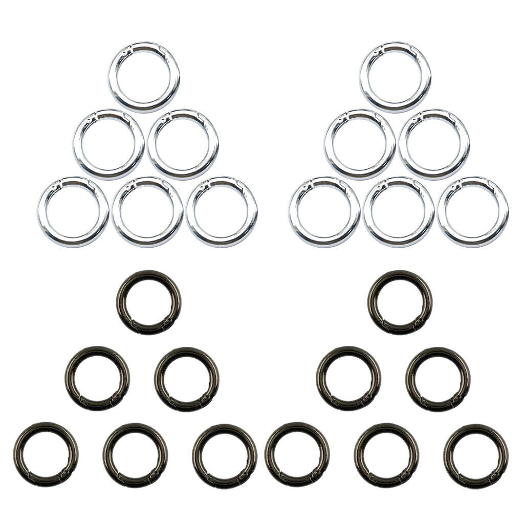 Pack of 24 Round Spring Snap Hooks Clips Carabiners Organizing Accessories