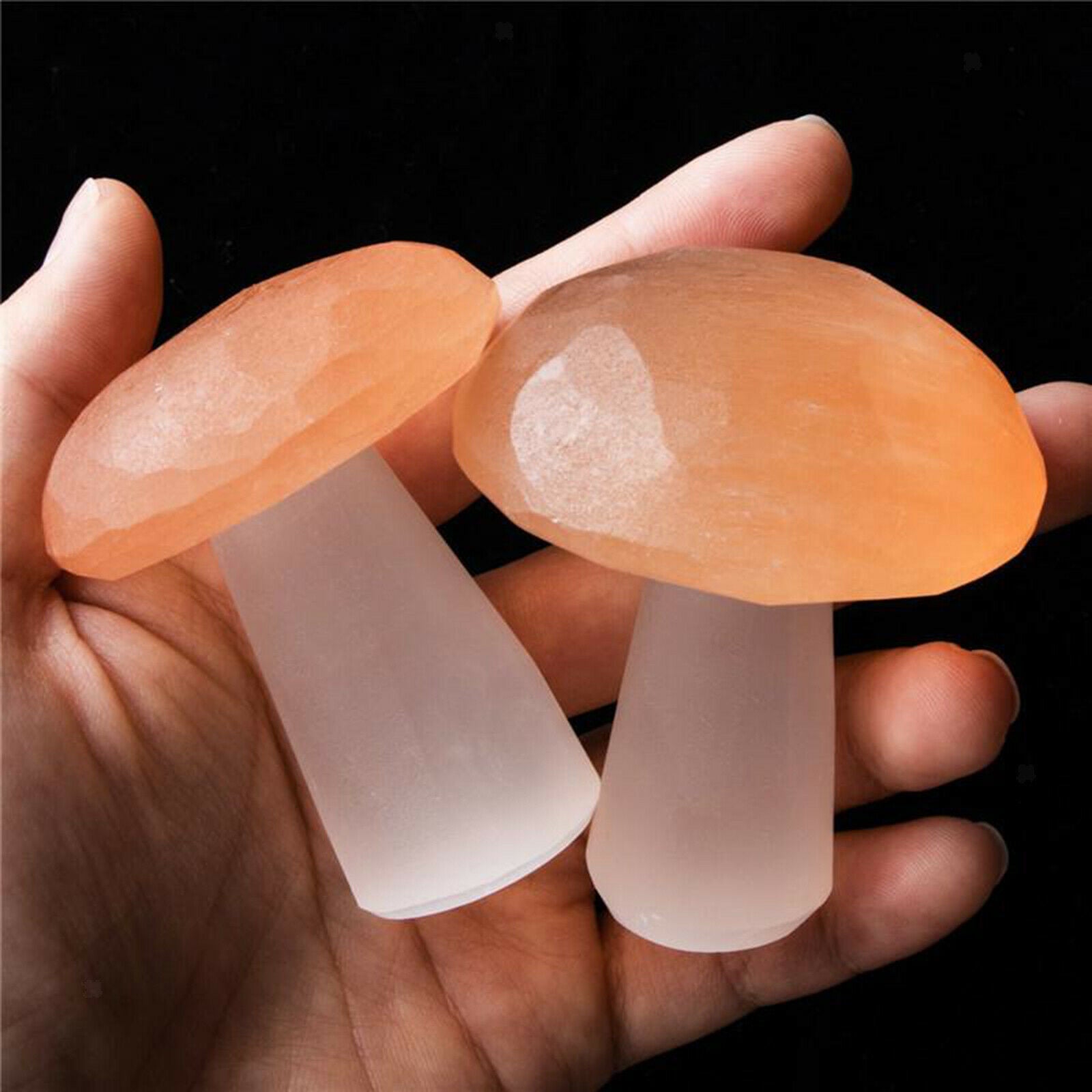 Crystal Selenite Quartz Stone Carved Mushroom Ornament Soothing Meditation