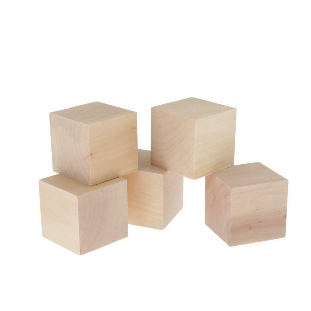 5Pcs 6 Sided Dice Wood Blank Dices   Handicrafts and DIY for Art Carved