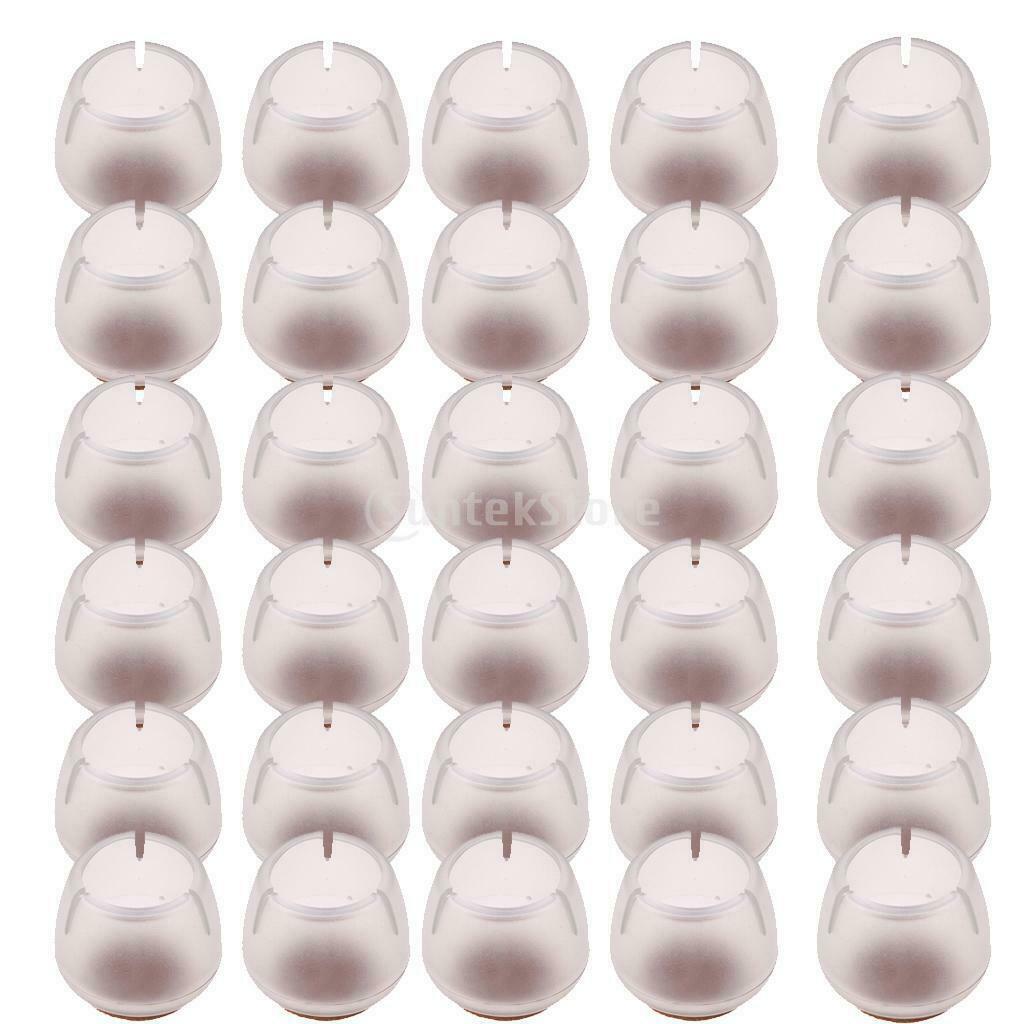 30 Pieces Clear Chair Leg Floor Protectors Furniture Pads Round Leg 17-21mm
