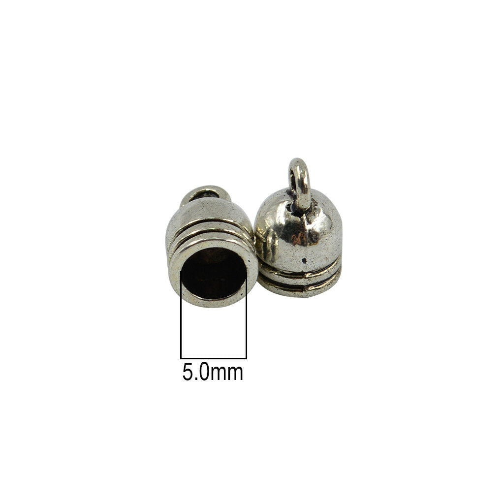 100x Alloy Bell Shape Bead Leather Cord End   Tube Jewelry Findings 5mm