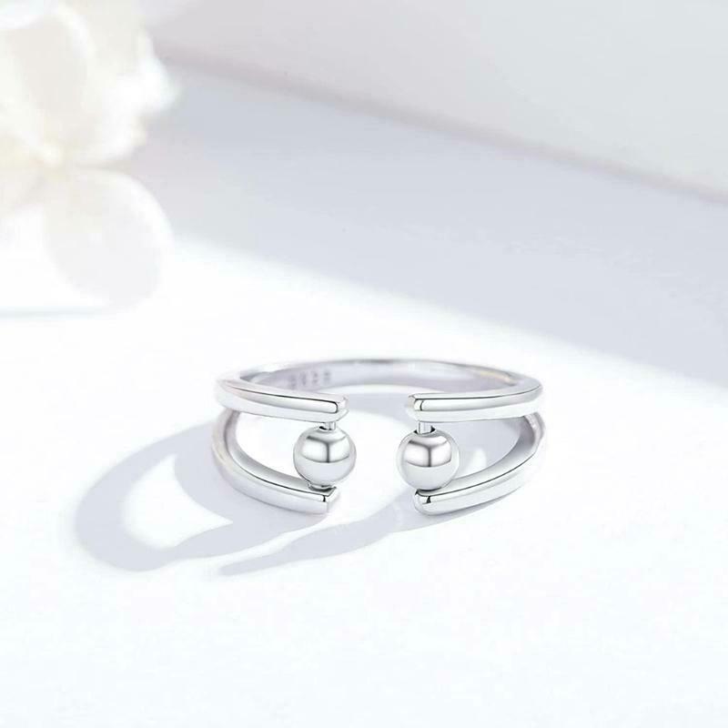 Fashion Adjustable Anxiety Relief Ring Retro Opening Spinner Beads Rings Jewelry