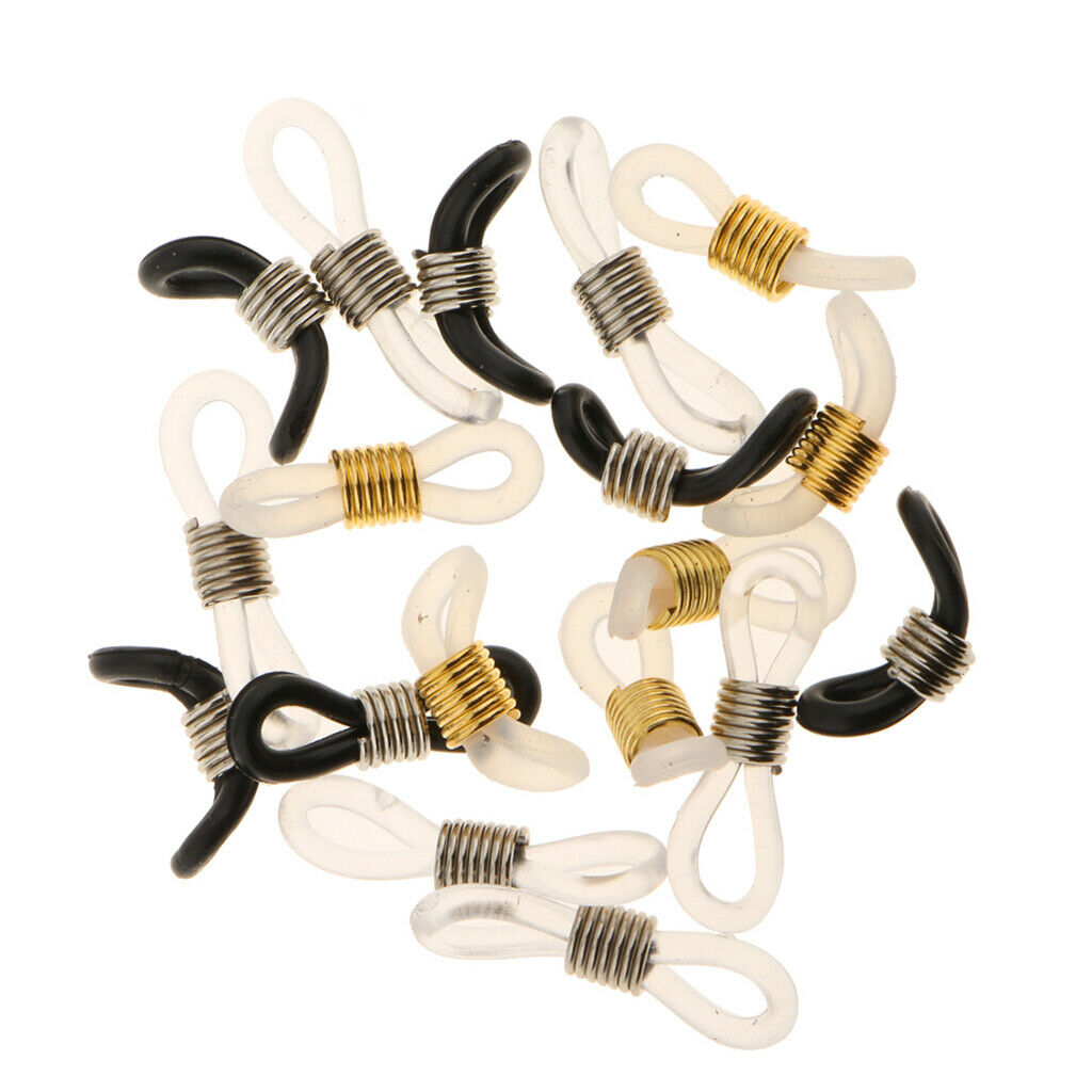 18pcs Clear And Black Rubber Ends Connector for Eyeglass Chain/Holder 25x5mm