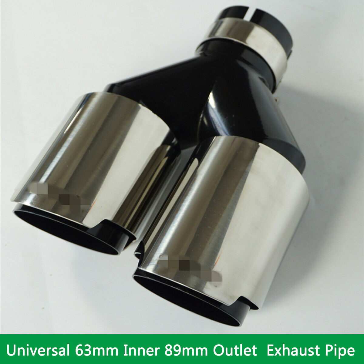 Polished Chrome Dual Wall Exhaust Pipe & Tip Stainless Steel Universal 63mm 1PCS