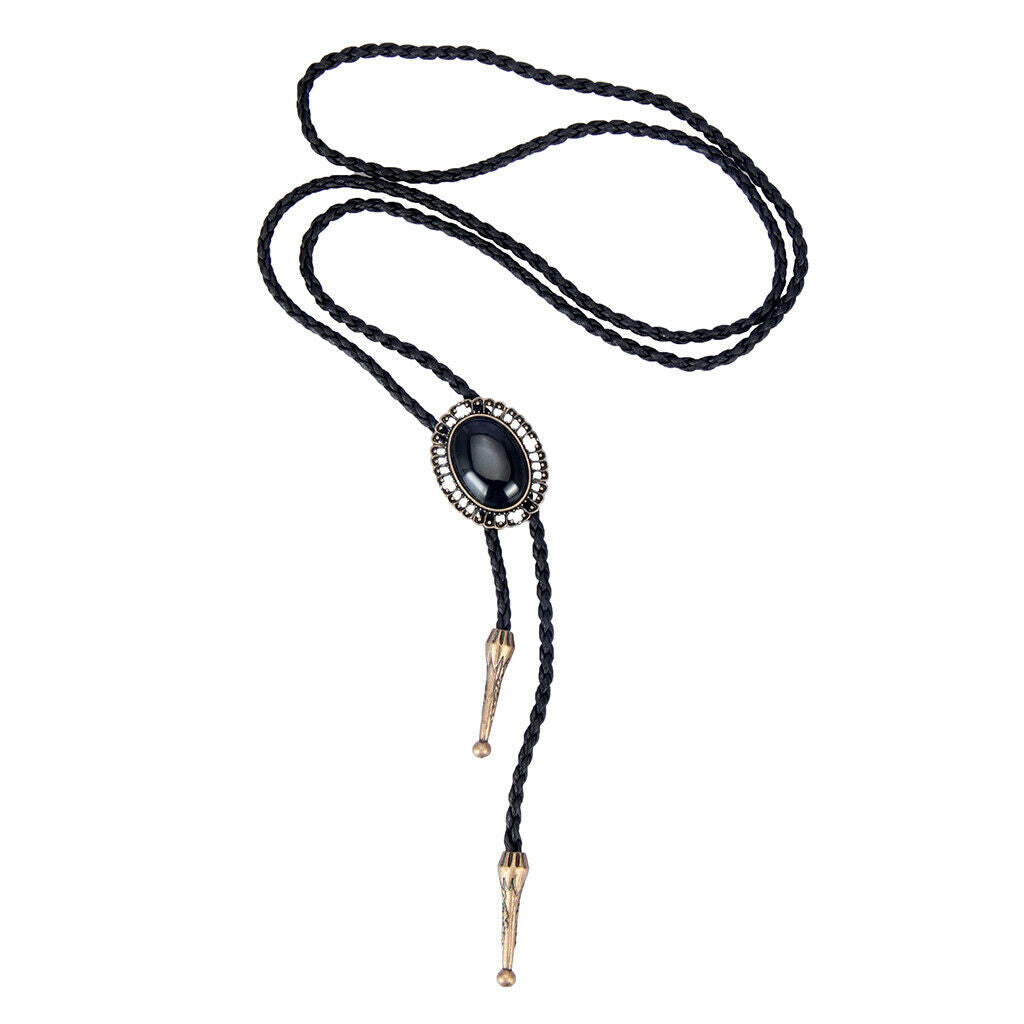 Men Acrylic Oval Pendant Western Cowboy Rodeo Dance Bolo Ties Jewelry