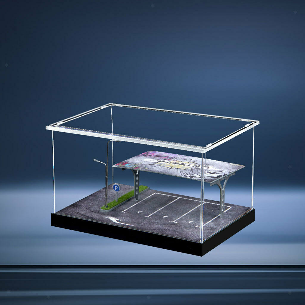 1:64 Scale Simulation Parking Lot Scene with LED Lights Decor Countertop