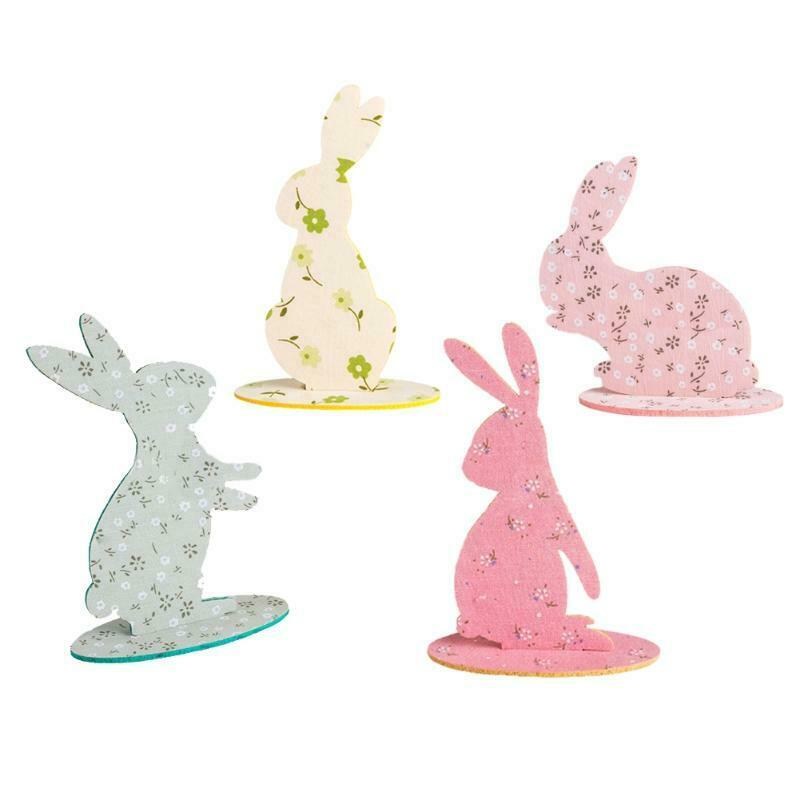 4Pcs Happy Easter Bunny Table Centerpiece Felt DIY Spring Party Home Decorations