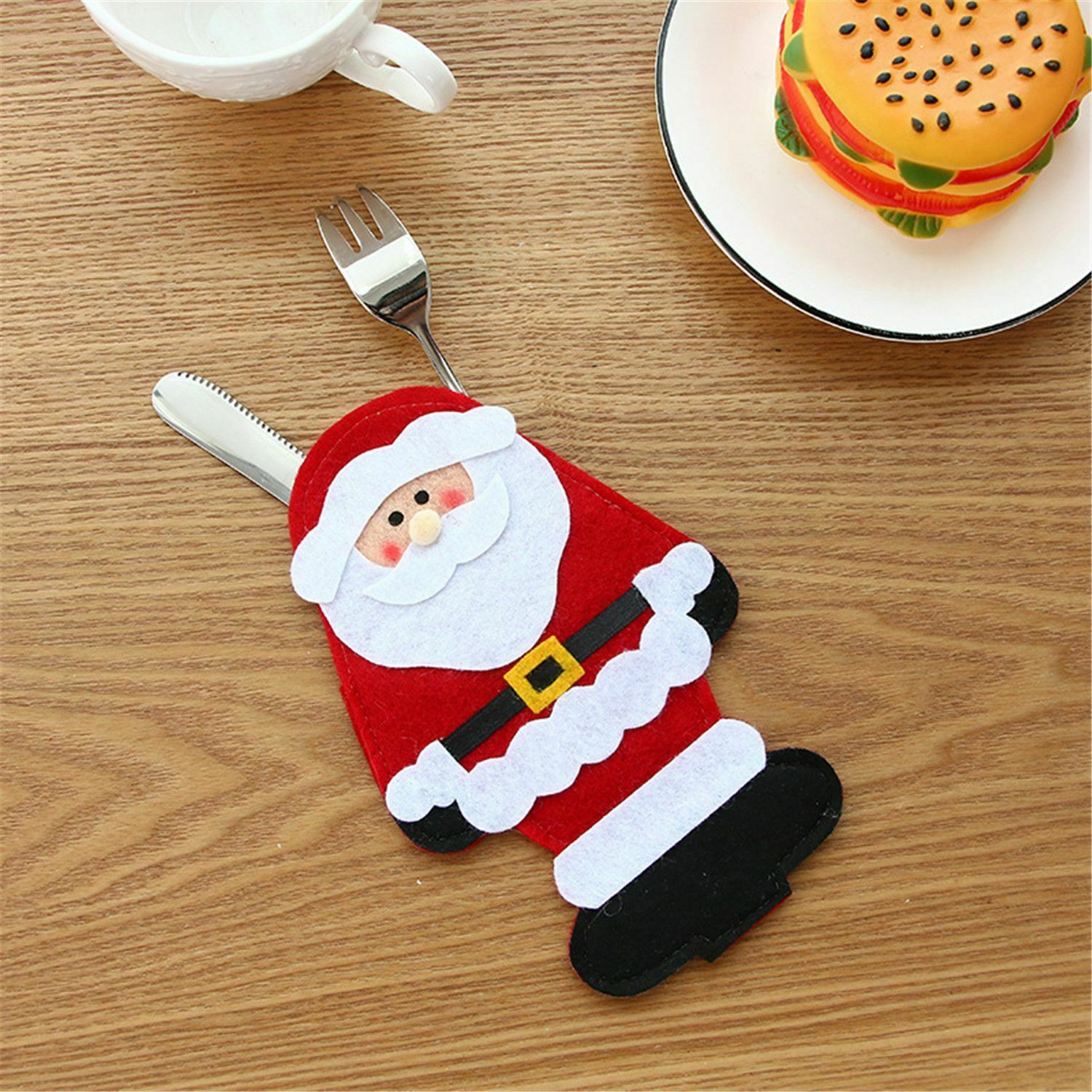 Home Christmas Party Decoration Cover New Year Decor Cutlery Bag Fork Case