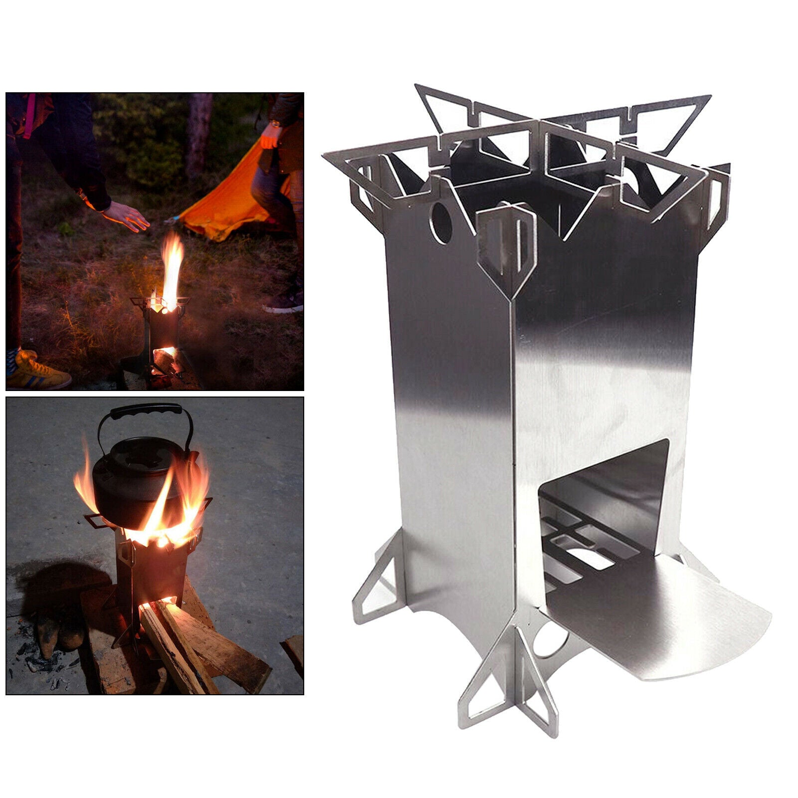 Foldable Wood Burning Stove Compact Mini Burner Cooker Camping Cooking