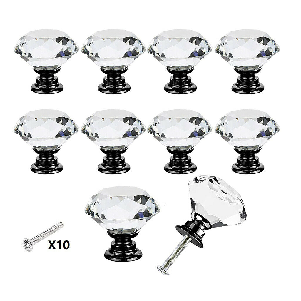 10pcs Clear Crystal Diamond Drawer Knobs Shining Cabinet Door Handles Grips