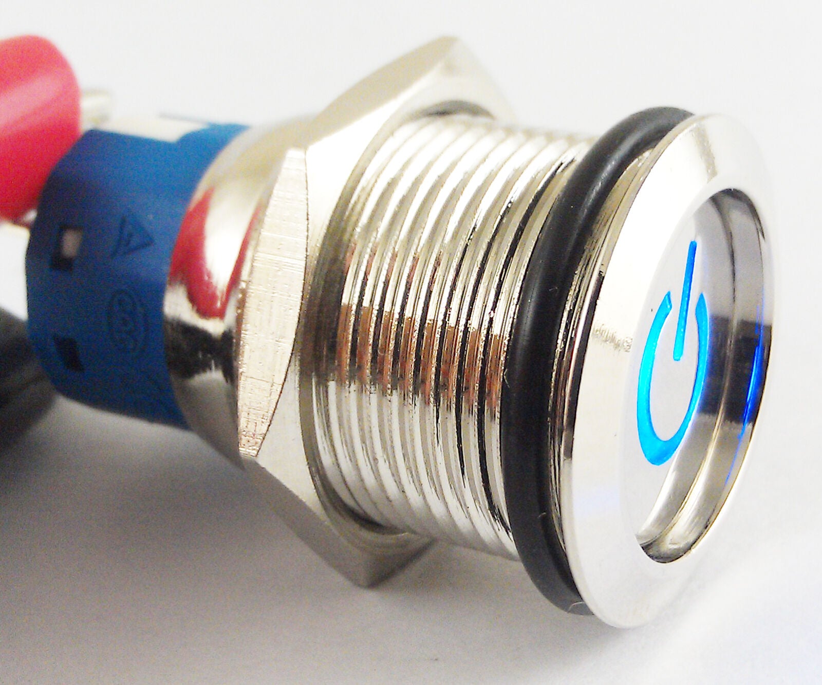 1pc Metal Flat Blue Led Push Button Waterproof Self-Locking Switch 19mm QN19-C5
