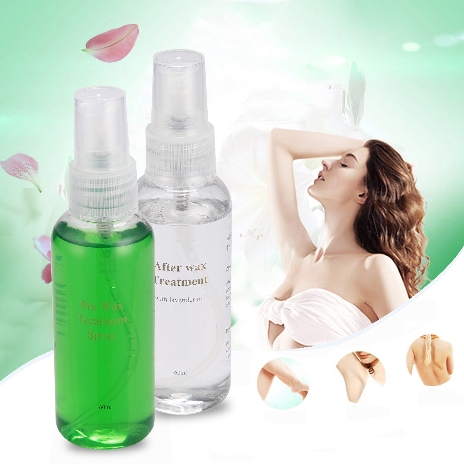 60ml Pre & 60ml After Wax Treatment Spray Liquid Hair Remove Waxing Sprayer Set