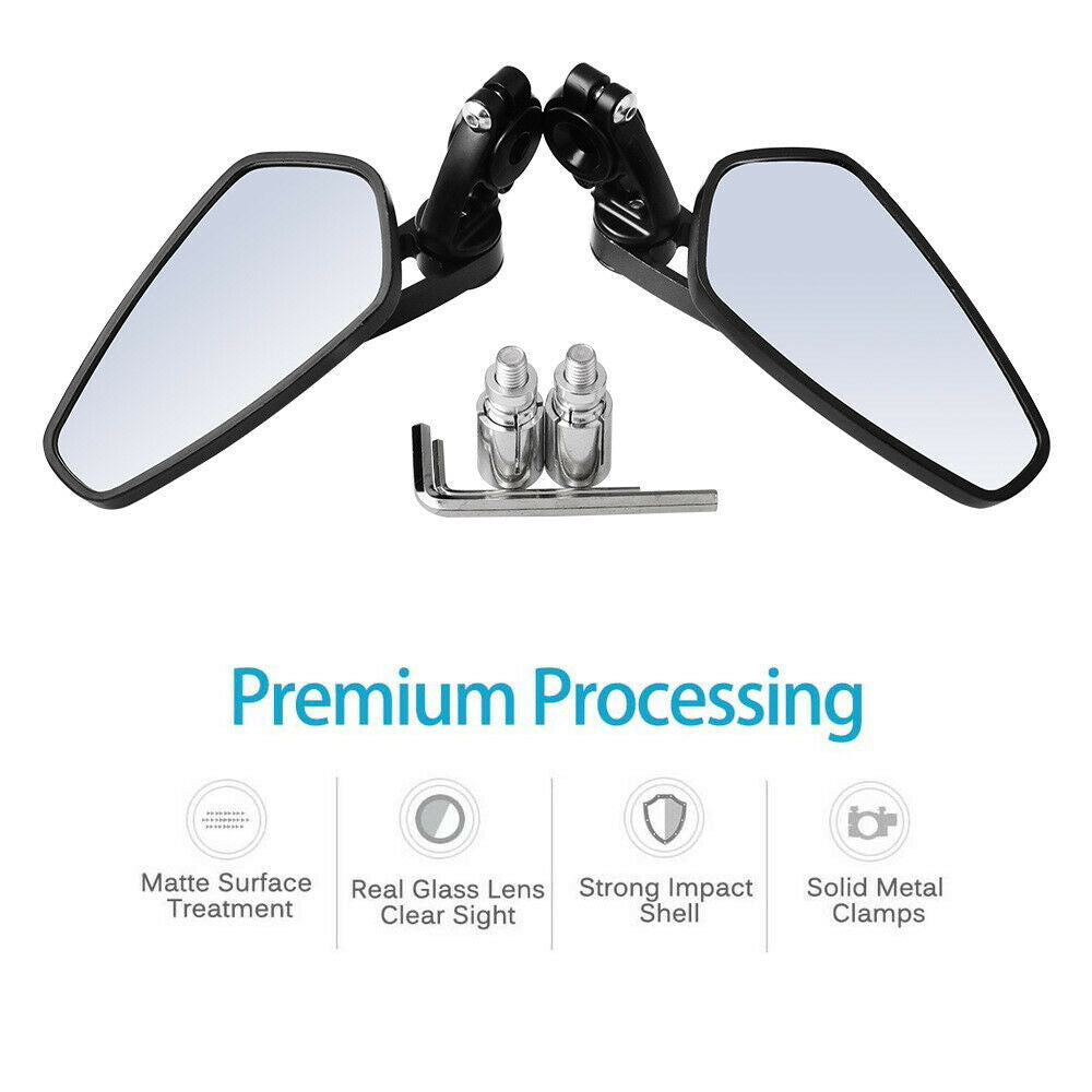 7/8" 22mm Universal Motorcycle Rear View Handle Bar End Side Rearview Mirrors