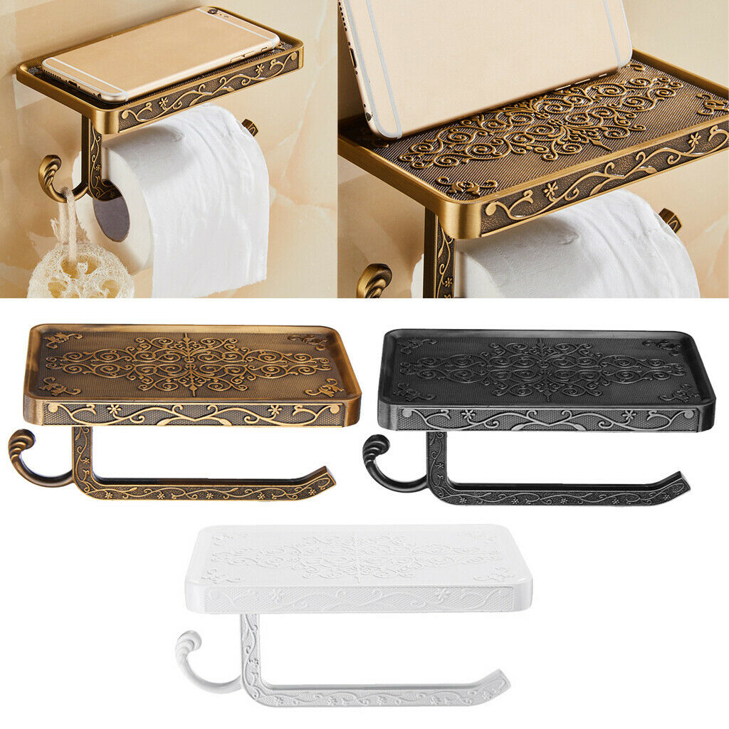 Retro Carving Bathroom Toilet Paper Tissue Holder Wall-mounted  White