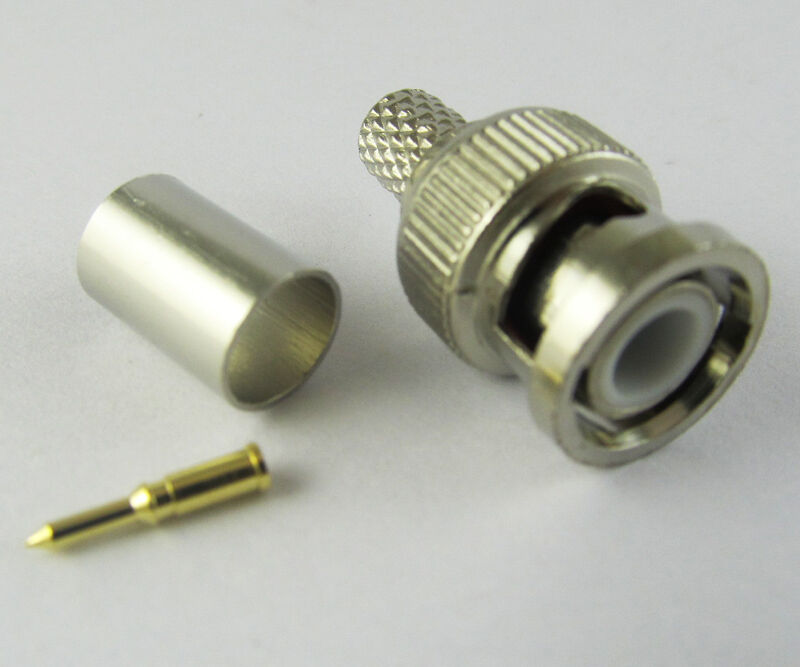 10 Sets 3-piece BNC Male Crimp Connector Plugs RG59 NEW