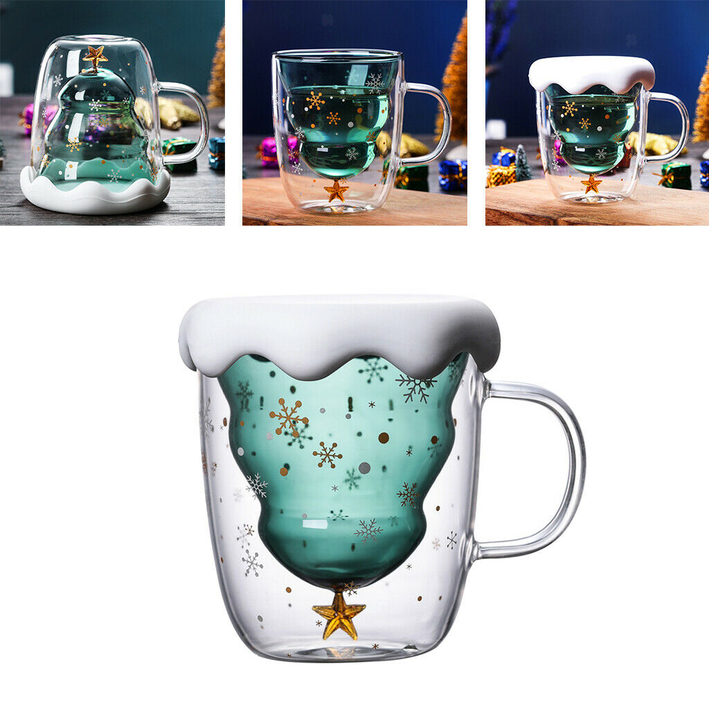 Glass Mug with Snow Lid Unbreakable Water Cups for Thanksgiving  Gifts