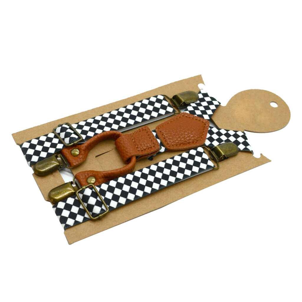Boys X Shape Suspenders Adjustable Strap Metal Clips Braces Causal Pants