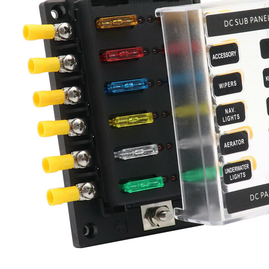 12 Way Blade Fuse Box LED Light Indicator And Protective Cover For