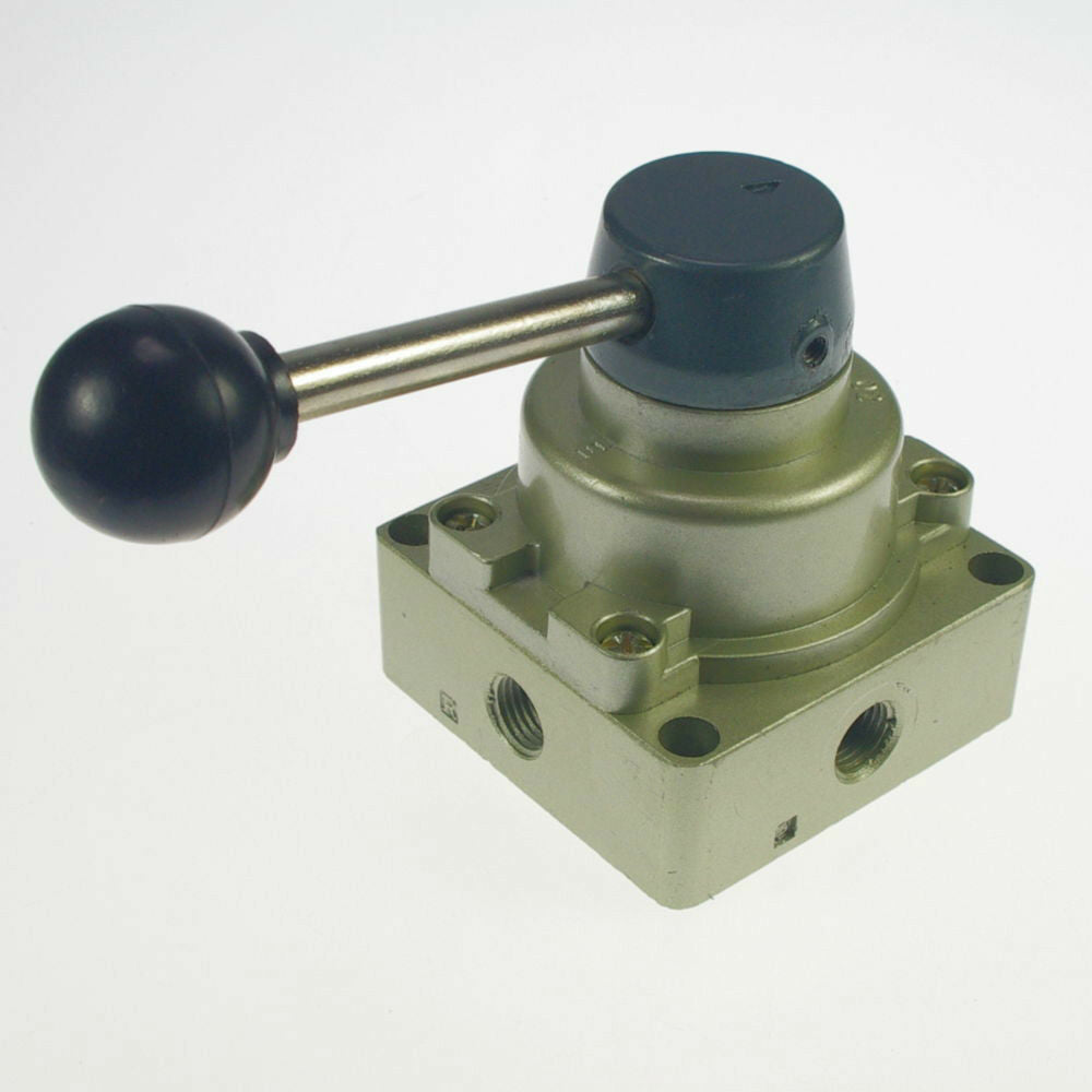 1PCS 4 port 3 pos 3/8" BSPT Hand Operated Pneumatic Valve  Rotary Manual Control