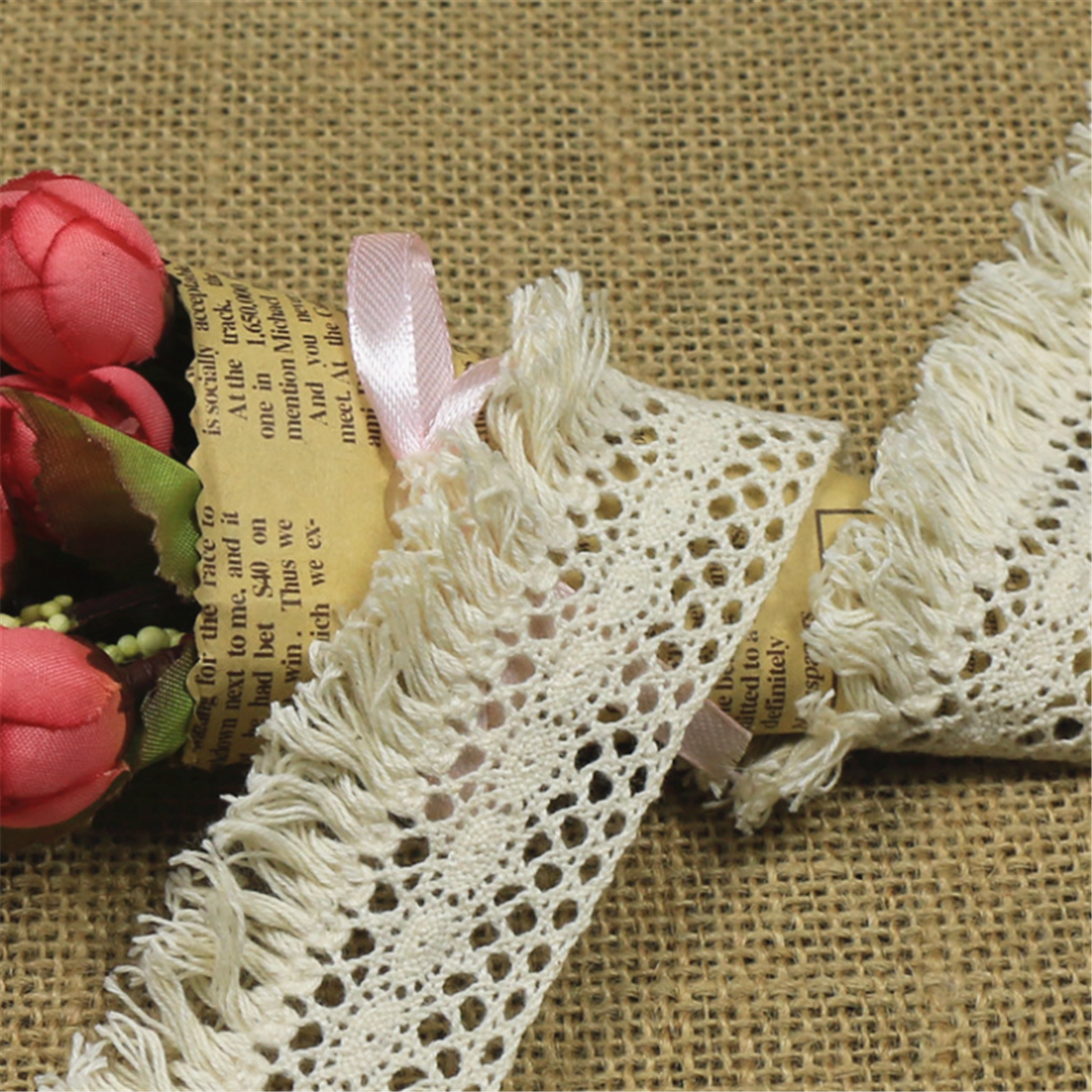 5 Yds Cotton Lace Tassel Trim Ribbon Fringe Fabric Garment DIY Sewing Craft 4cm