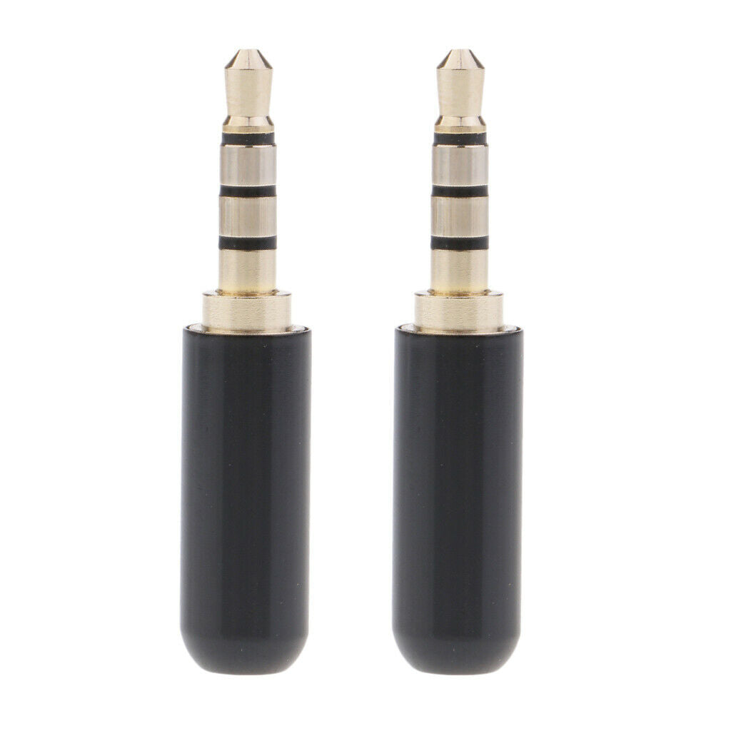 2PC 3.5mm 1/8" Male Jack Mini Black Audio Plug Male Stereo Adaptor DIY Soldering