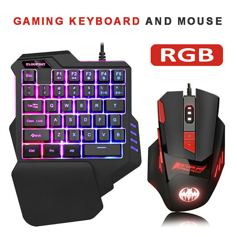 USB Gaming Wired Keyboard Mouse Set Kit Anti-slip Wheel For PC PS4 Xbox One 360
